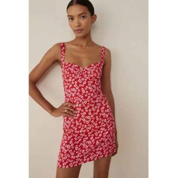 REFORMATION Women's Baldwin Sleeveless Mini Dress Size 2 In Red - Picture 1 of 8